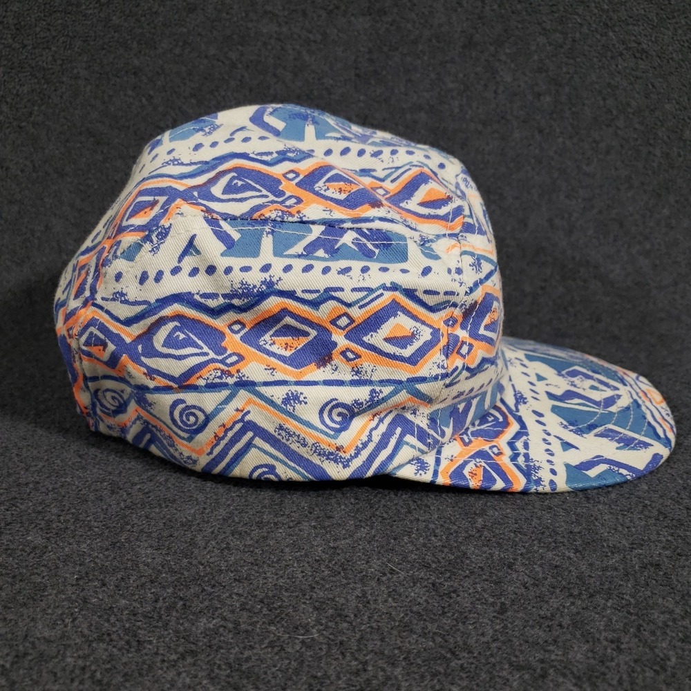 Vintage 80's Elastic 5 Panel Hat One Size 80's Design Tribal Cap‎ USA Made Aztec - Picture 4 of 8